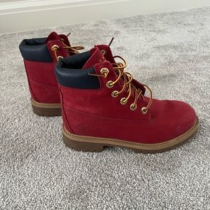 Red Timberland Boots size 4